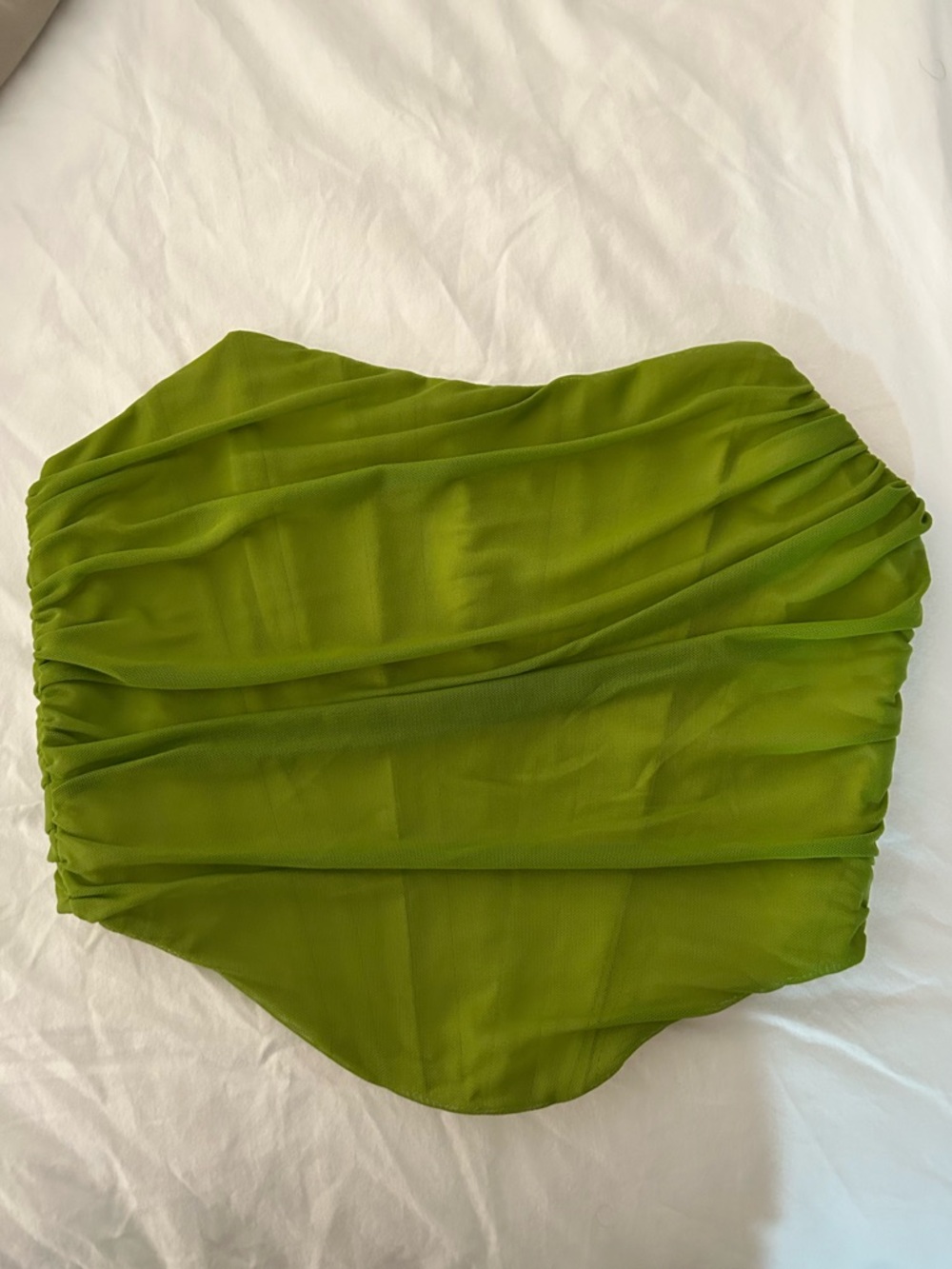 Green Ruched Mini Skirt